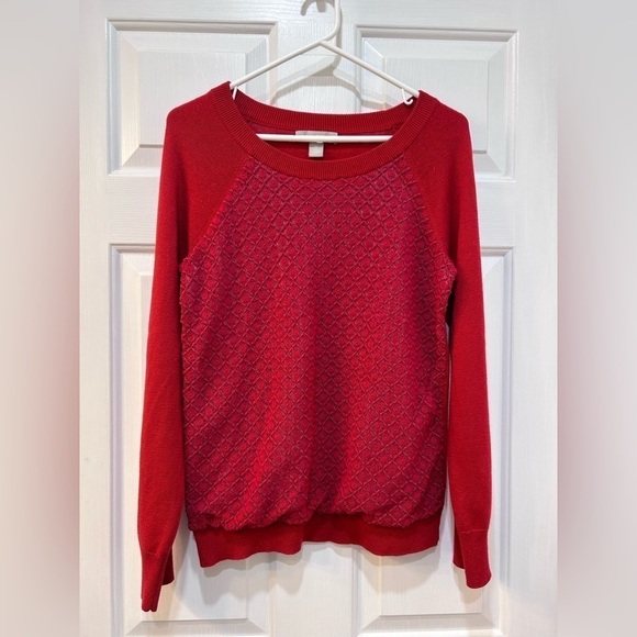 Banana Republic Y2K Wool Blend Sweater Crochet Front Long Sleeve Women Sz M - Picture 1 of 6
